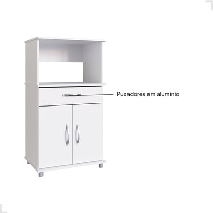 Balcão Armário de Forno Laura para cozinha, com espaço para forno e micro-ondas e tampo de apoio multiuso