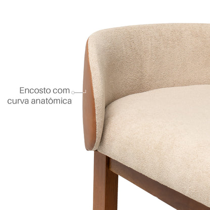 Kit 2 Banquetas Alta Marfim Estofada em Linho – Estrutura em Madeira