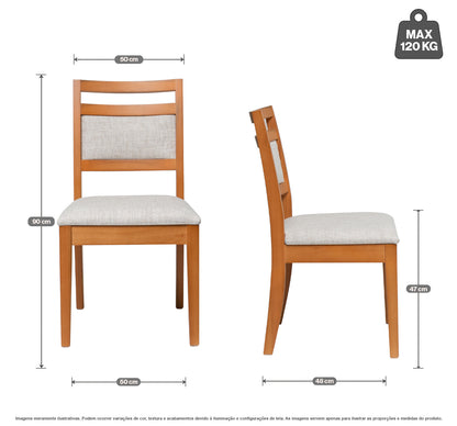Kit Conjunto Cadeira Caribe em Madeira Maciça de Eucalipto com Assento e Encosto Estofados – Conforto e Elegância para Sala de Jantar