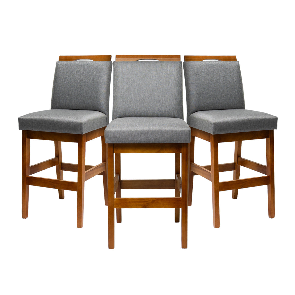 Kit 2 Banquetas Baixa Rubi 63cm Linho – Estrutura em Madeira