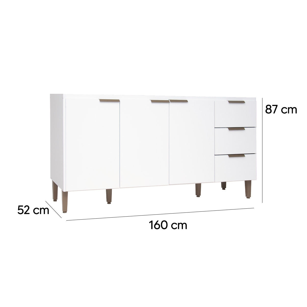 Balcão de Cozinha 160cm com 3 Gavetas e 3 Portas Organização Completa para Cozinha e Área de Serviço