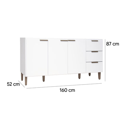 Balcão de Cozinha 160cm com 3 Gavetas e 3 Portas Organização Completa para Cozinha e Área de Serviço
