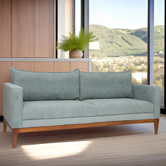Sofá 3 Lugares Classic Tecido Linho com 2 Almofadas 2m Estrutura em Madeira de Eucalipto