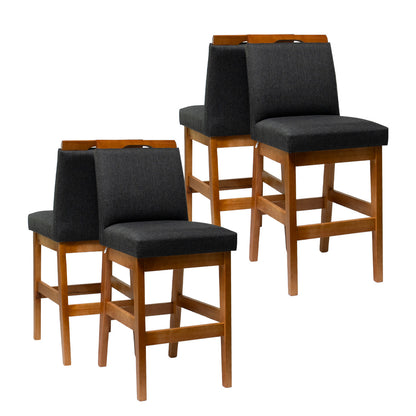 Kit 2 Banquetas Baixa Rubi 63cm Linho – Estrutura em Madeira