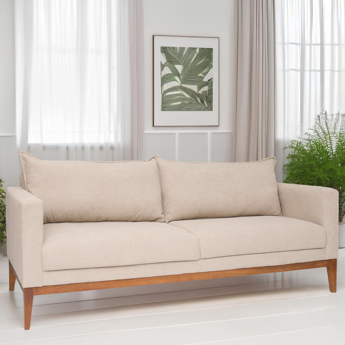 Sofá 3 lugares Classic em tecido boucle bege