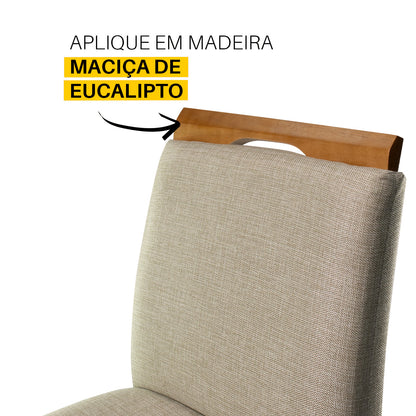 Kit 2 Banquetas Baixa Rubi 63cm Linho – Estrutura em Madeira