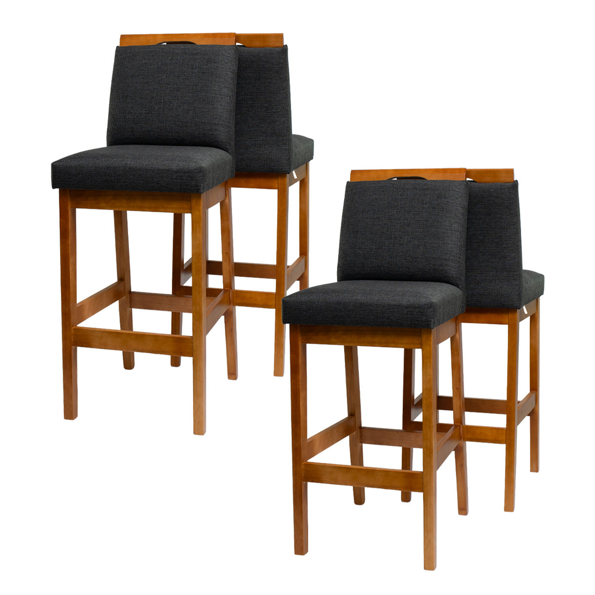 Kit 2 Banquetas Rubi Estofada – Estrutura em Madeira