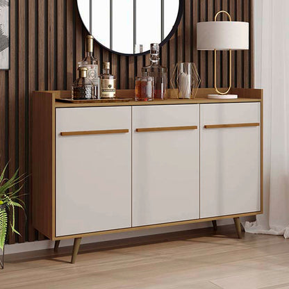 Aparador Buffet Quartzo 3 Portas com pés de madeira maciça com Prateleiras Internas para Sala de Jantar