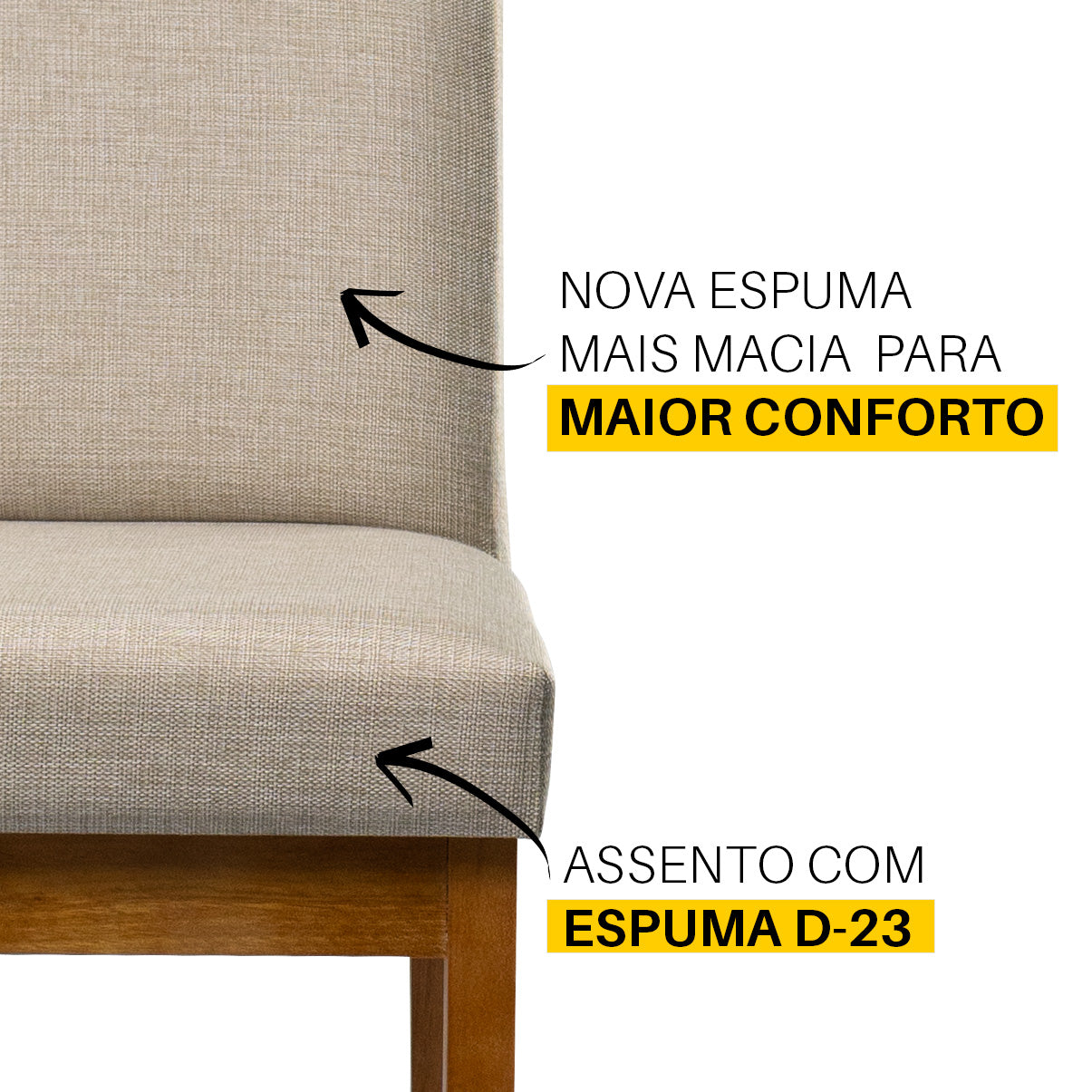 Kit 2 Banquetas Baixa Rubi 63cm Linho – Estrutura em Madeira