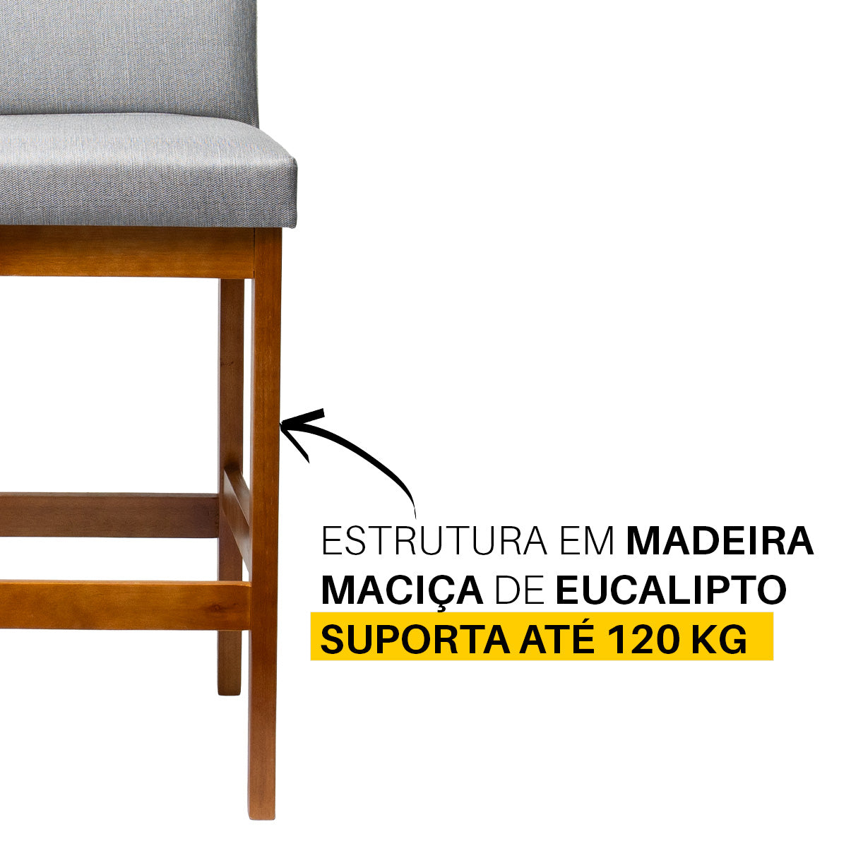 Kit 2 Banquetas Rubi Estofada – Estrutura em Madeira