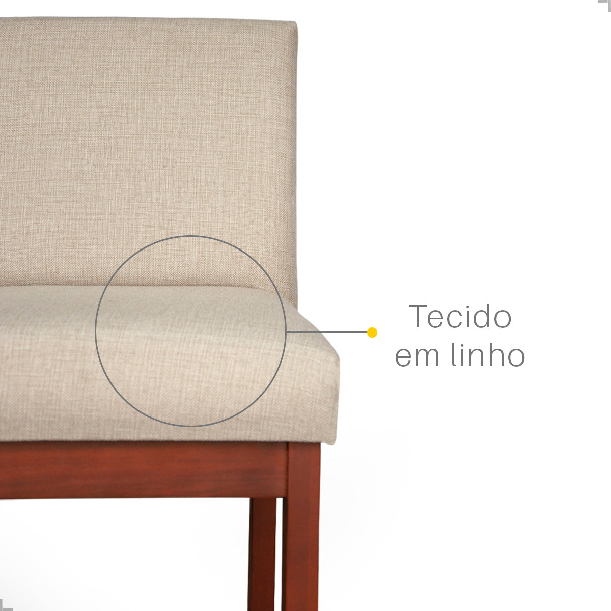 Kit 2 Banquetas Gold Linho – Estrutura em Madeira Maciça