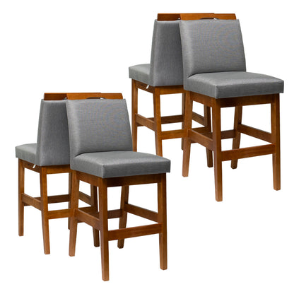 Kit 2 Banquetas Baixa Rubi 63cm Linho – Estrutura em Madeira