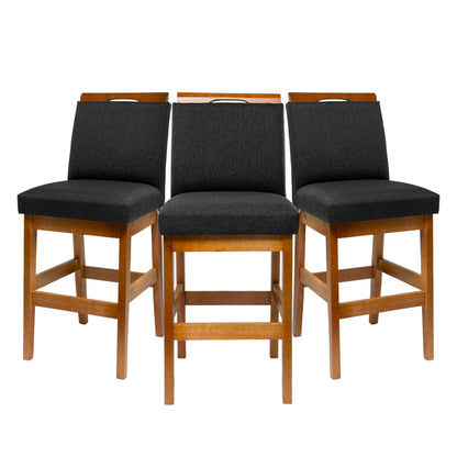 Kit 2 Banquetas Baixa Rubi 63cm Linho – Estrutura em Madeira