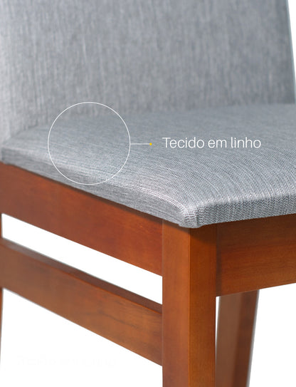 Kit 2 Cadeiras Veneza Linho – Estrutura em Madeira Maciça