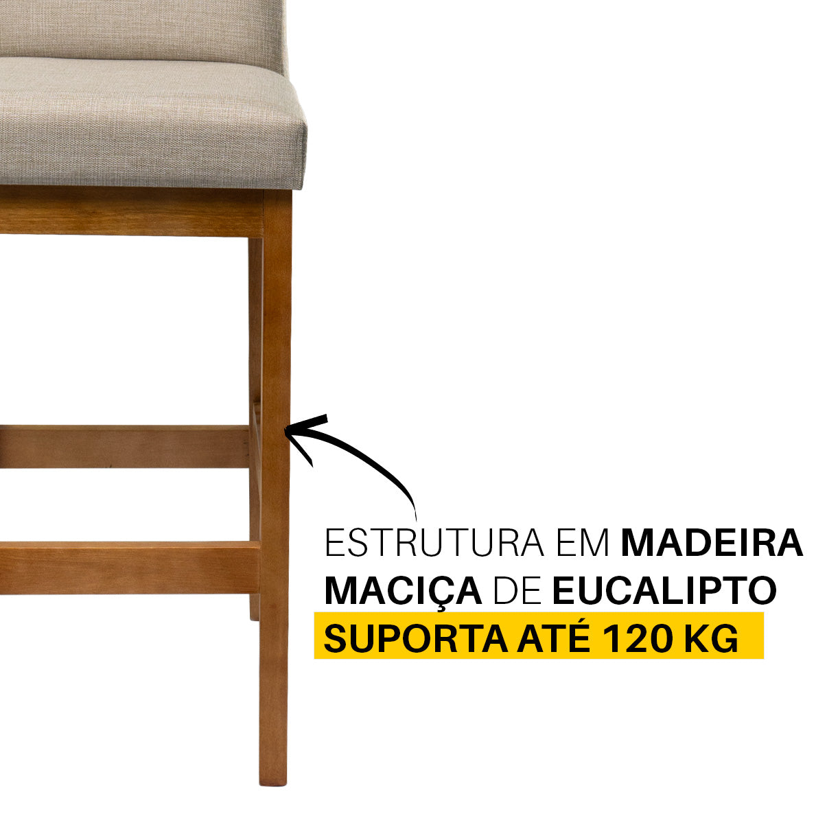 Kit 2 Banquetas Rubi Estofada – Estrutura em Madeira