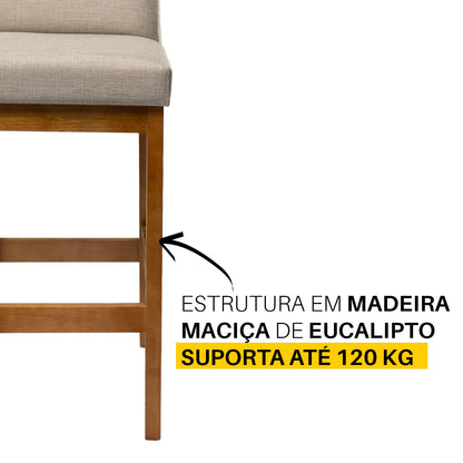 Kit 2 Banquetas Rubi Estofada – Estrutura em Madeira