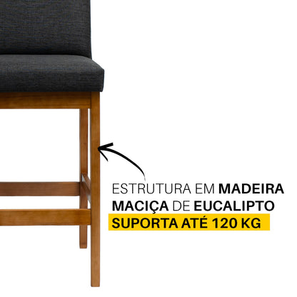 Kit 2 Banquetas Rubi Estofada – Estrutura em Madeira
