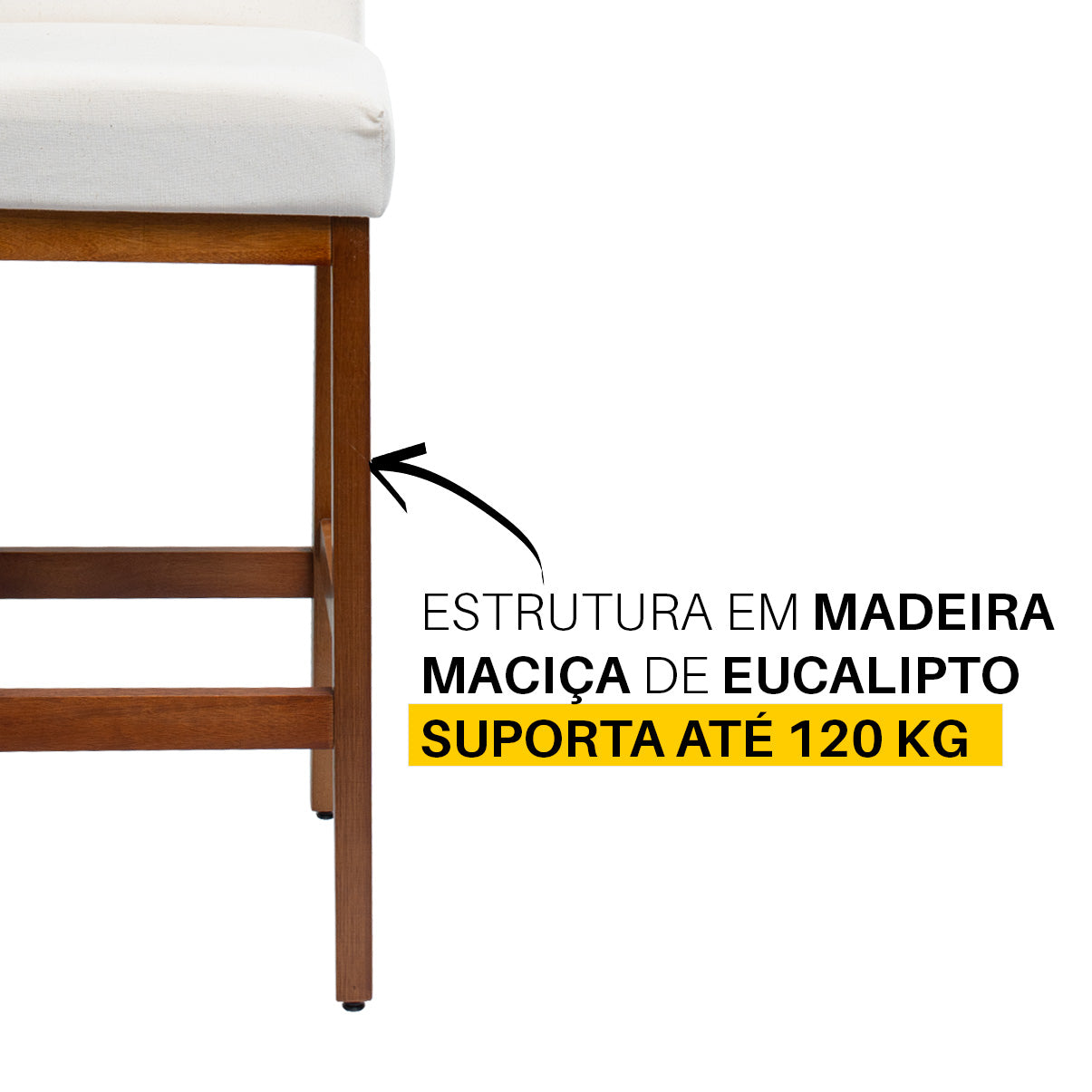 Kit 2 Banquetas Alta Jade Linho – Encosto Estofado