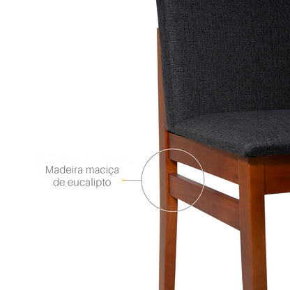 Kit 2 Cadeiras Veneza Linho – Estrutura em Madeira Maciça