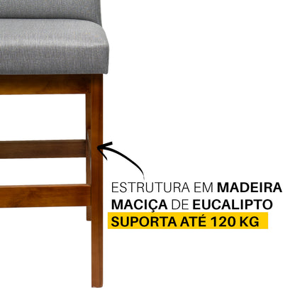 Kit 2 Banquetas Baixa Rubi 63cm Linho – Estrutura em Madeira