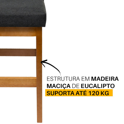 Kit 2 Banquetas Baixa Rubi 63cm Linho – Estrutura em Madeira