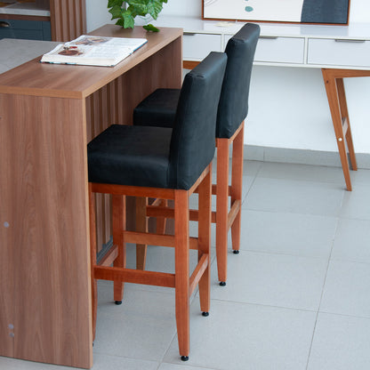 Banqueta Dallas Desmotada em Corino com Apio de Pés e Encosto