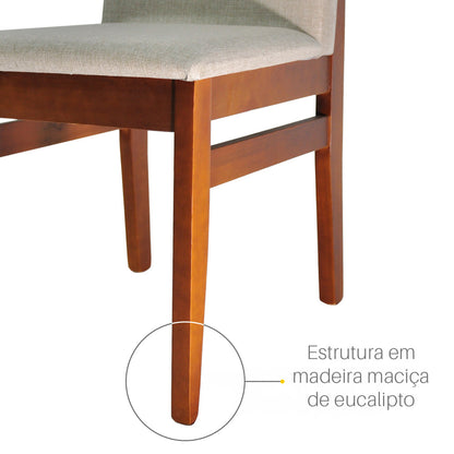 Kit 2 Cadeiras Veneza Linho – Estrutura em Madeira Maciça