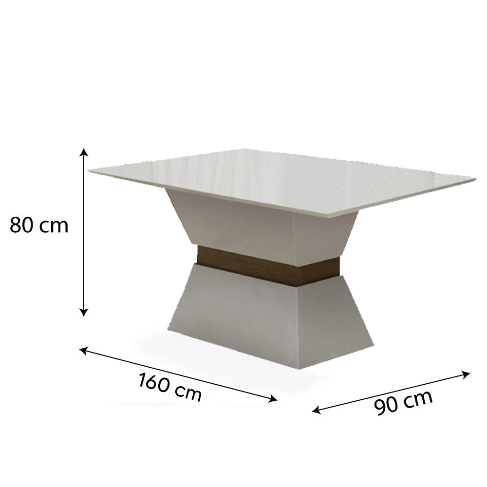 Mesa de Jantar Imola 1,80m MDF – Tampo Vítreo