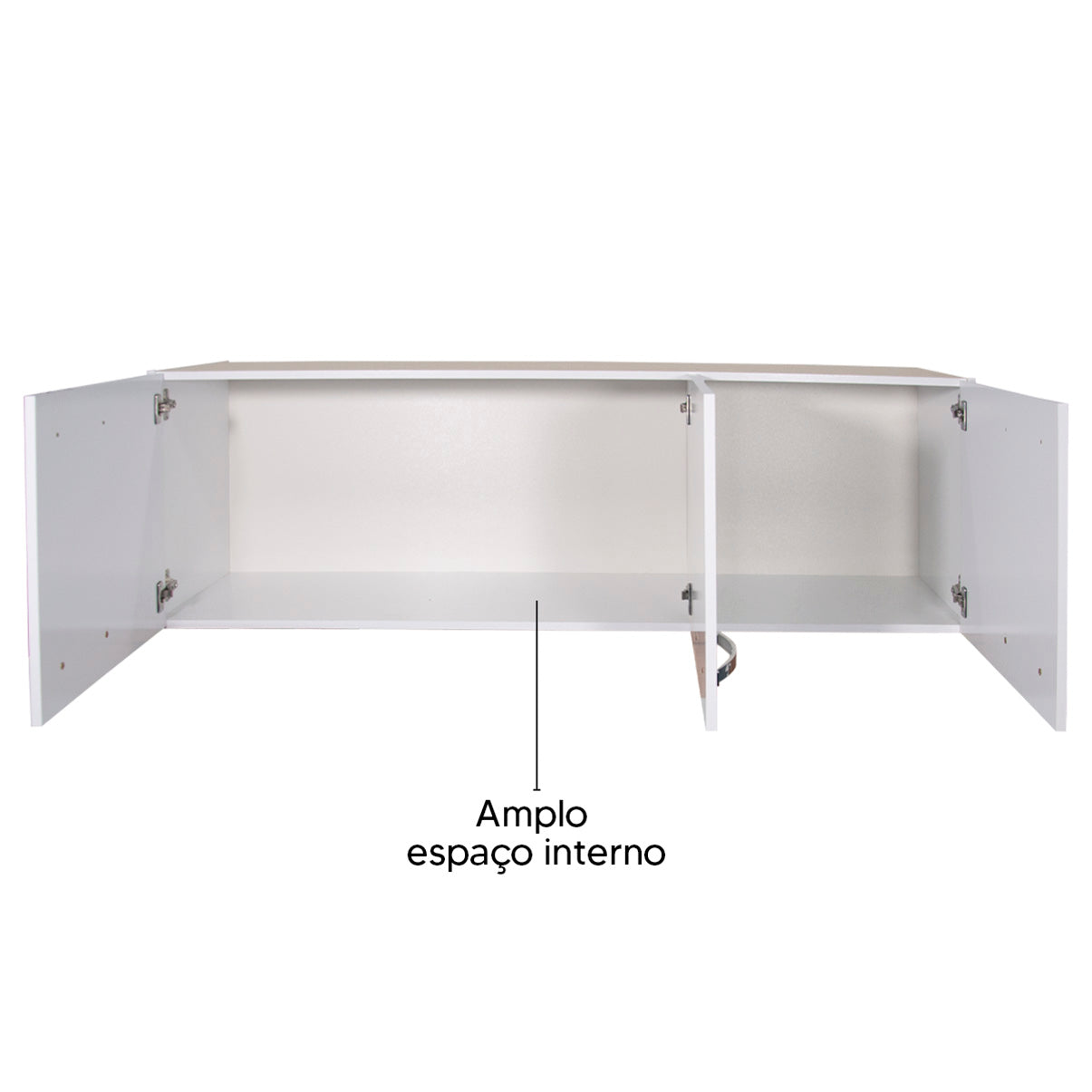 Armário Aéreo de Cozinha Light 1,20m — Estrutura em MDP 12mm com Pintura UV, 3 Portas e Dobradiças Metálicas para Organizar Cozinha Compacta