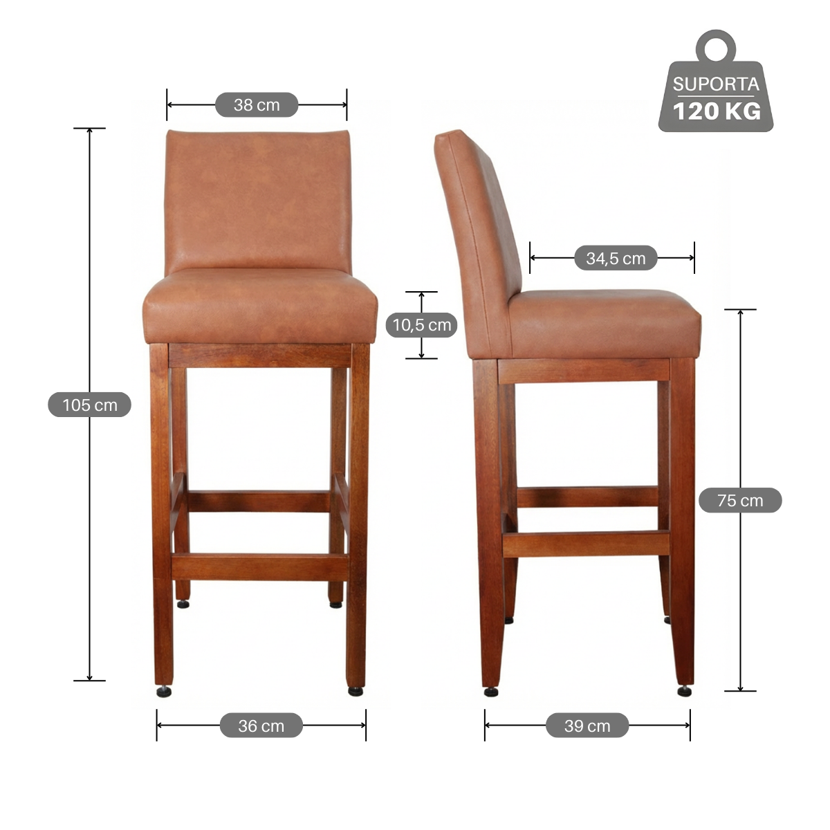 Kit 2 Banquetas Alta Dallas Corino – Apoio para Pés