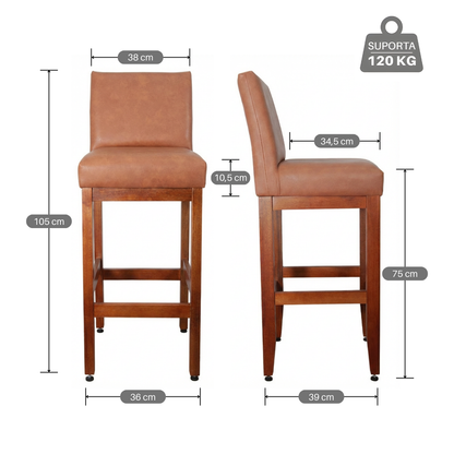 Kit 2 Banquetas Alta Dallas Corino – Apoio para Pés