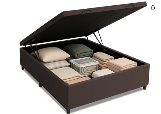 Base Box Baú Casal 138x188 Linho – Pistão a Gás