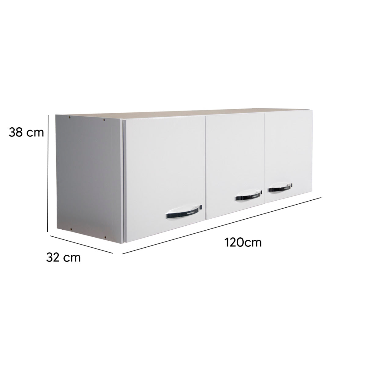 Armário Aéreo de Cozinha Light 1,20m — Estrutura em MDP 12mm com Pintura UV, 3 Portas e Dobradiças Metálicas para Organizar Cozinha Compacta