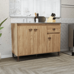 Balcão de Pia para Cozinha MB 1030 120cm armário com 3 portas, 1 gaveta