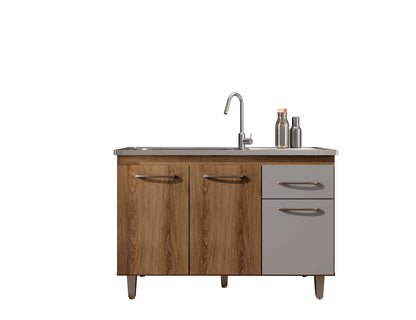 Balcão de Cozinha 118cm com 3 Portas e Gaveta com Corrediça Metálica e Estrutura em MDF/MDP — Praticidade para Cozinha Compacta (Sem Tampo)