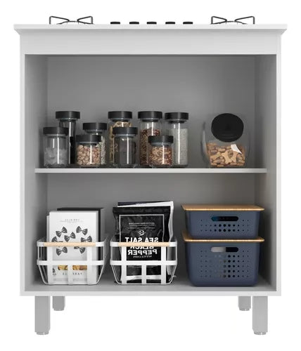 Balcão para Cooktop 80cm com Tampo Recortado para 4 e 5 Bocas Cozinha Moderna