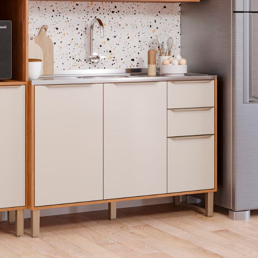 Balcão Divina 120cm 2 Gavetas – Pés Reguláveis
