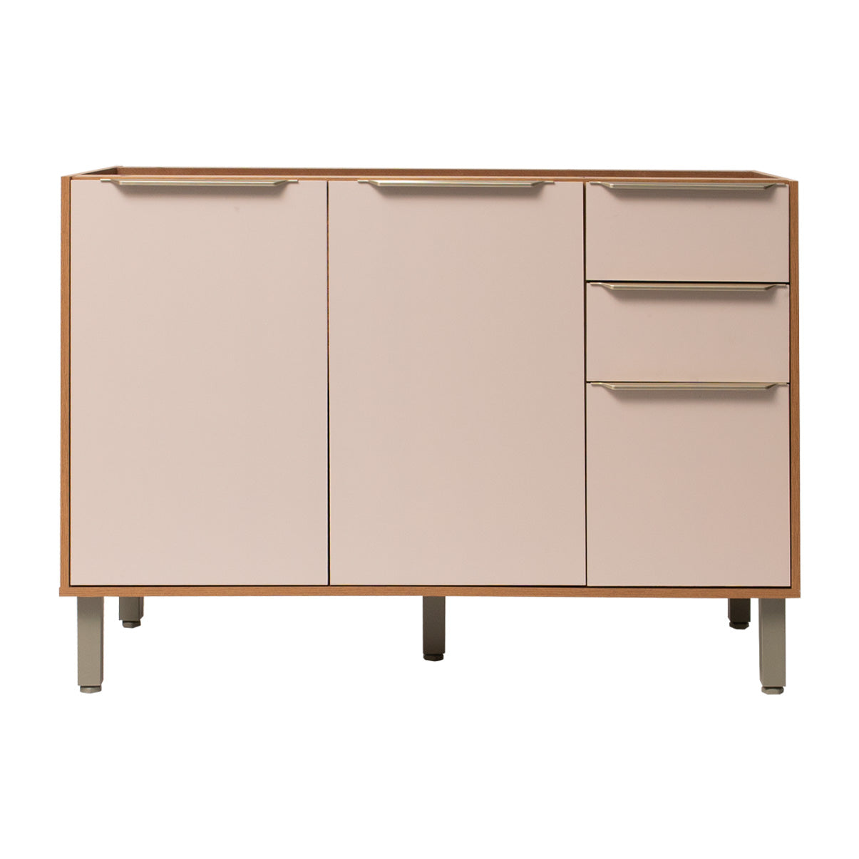 Balcão de Cozinha 120cm Sem Tampo com 2 Gavetas Corrediça Telescópica e Pés Reguláveis Divina