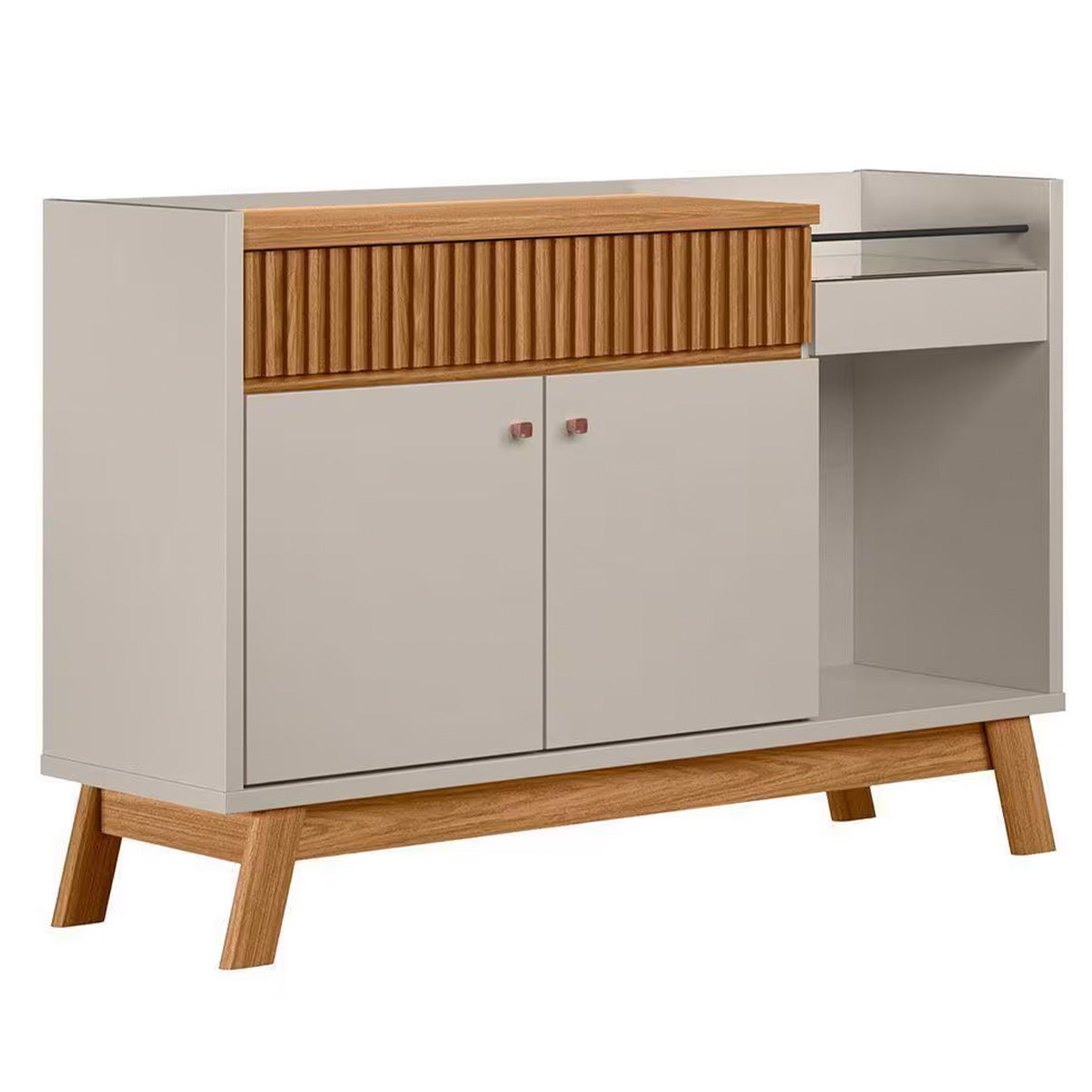 Buffet Aparador Lucca 2 portas e 1 gaveta em MDP/MDF estilo retrô para sala de jantar ou estar