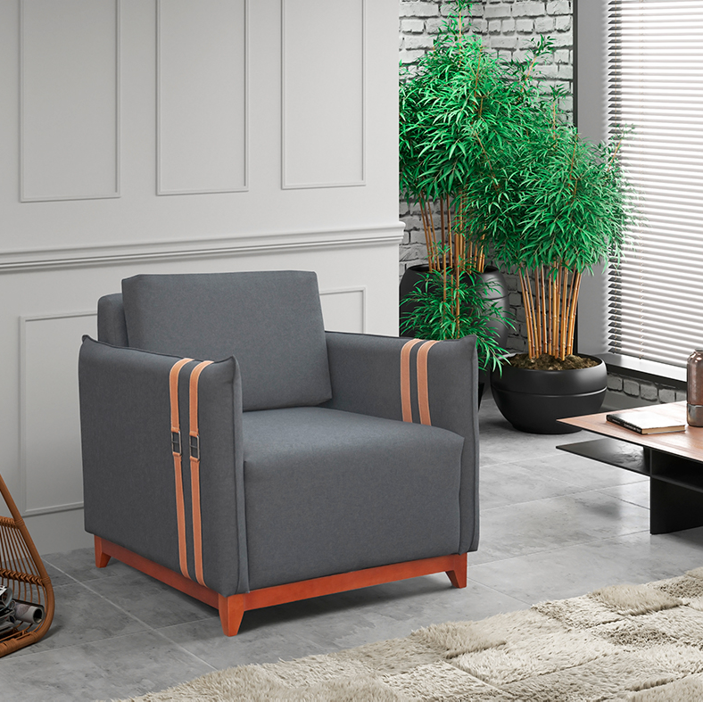 Poltrona Bogotá Linho 1 Lugar – Estrutura em Eucalipto