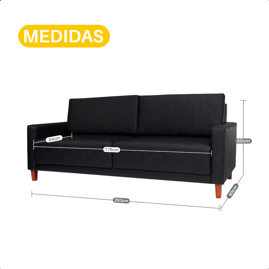 Sofá Sorento 2m 3 Lugares Corino – Estrutura em Eucalipto