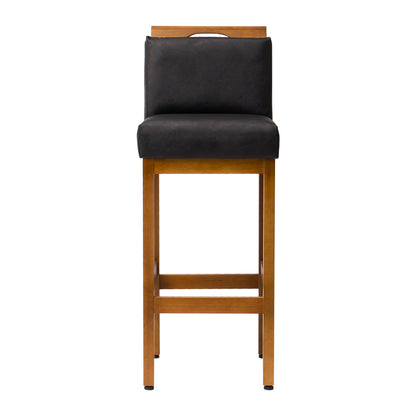 Banqueta Safira com Assento Estofado em Courino e Estrutura de Madeira Maciça – Design Elegante com Encosto e Apoio para os Pés, Altura 104 cm