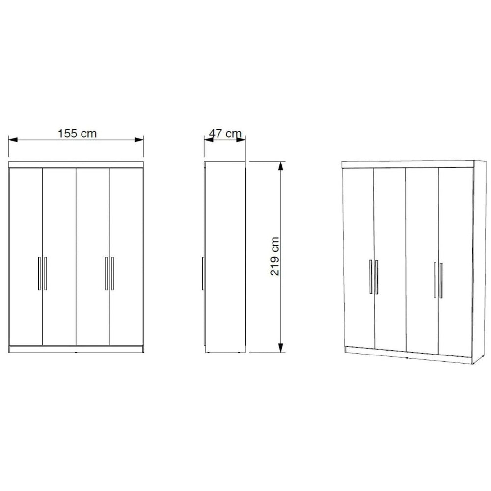 Guarda-Roupa PH 1714 155cm com 2 Gavetas – Pintura UV