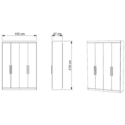 Guarda-Roupa PH 1714 155cm com 2 Gavetas – Pintura UV