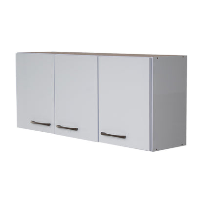 Armário Aéreo de Cozinha Carol 120cm — Estrutura em MDF e MDP com Pintura UV, 3 Portas com Dobradiças Metálicas e 2 Prateleiras para Organizar a Cozinha