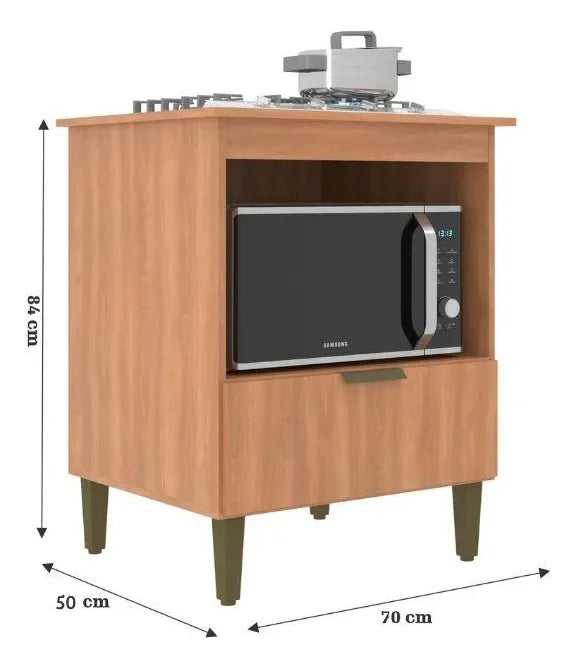 Balcão de Cozinha para Cooktop 4 Bocas com Porta Basculante e Nicho