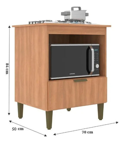 Balcão de Cozinha para Cooktop 4 Bocas com Porta Basculante e Nicho