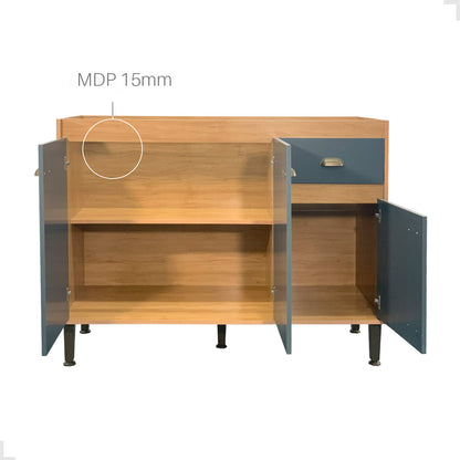 Balcão de Pia para Cozinha MB 1030 120cm armário com 3 portas, 1 gaveta