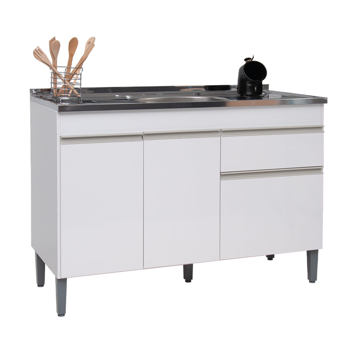 Balcão de Pia Sara Splendore 120cm com 3 Portas e 2 Gavetas em MDP — Ideal para Cozinha Organizada (Sem Tampo)