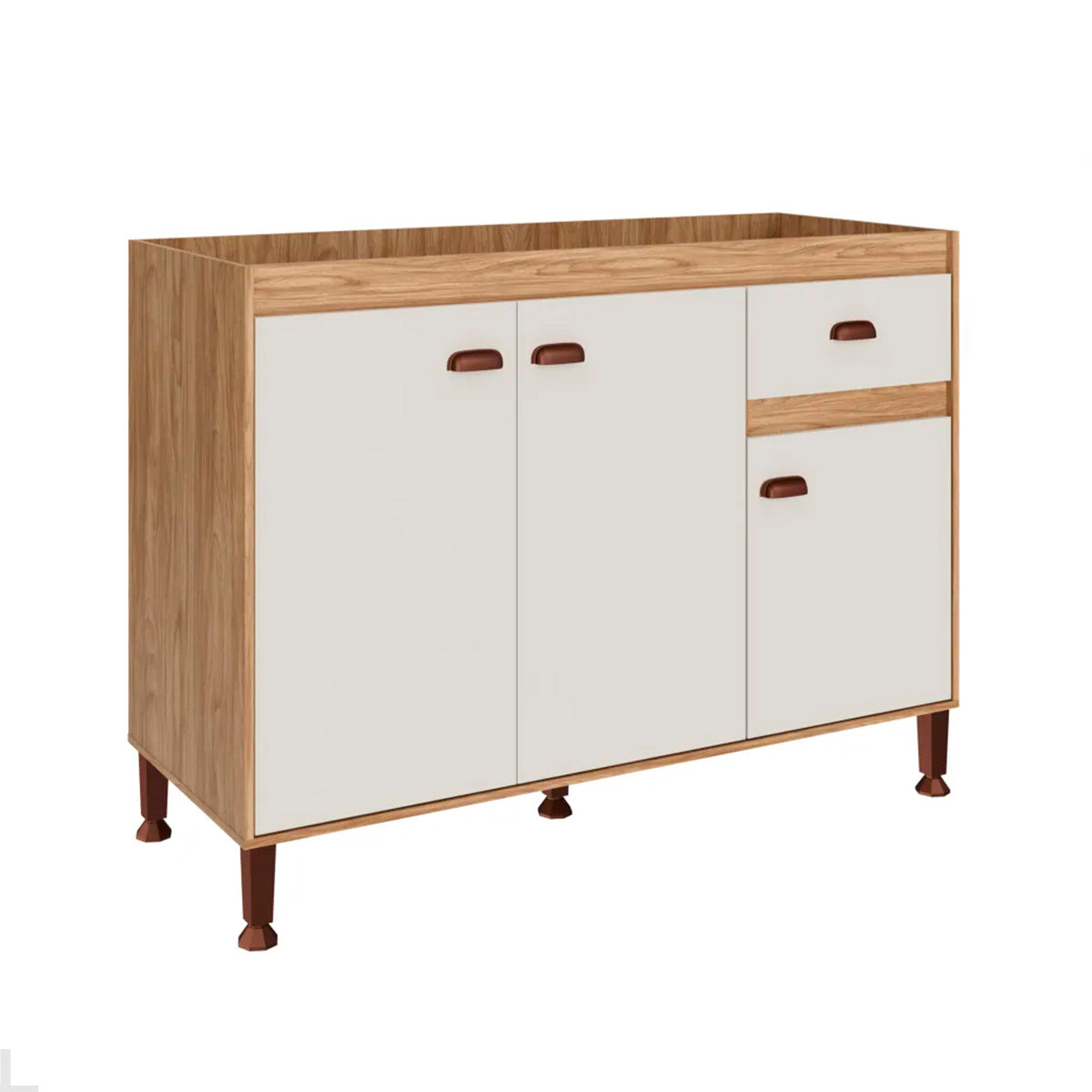 Balcão de Pia para Cozinha MB 1030 120cm armário com 3 portas, 1 gaveta